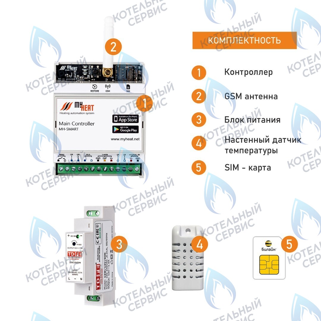 6283 Термостат (контроллер) MyHeat Smart (GSM, Wi-Fi, DIN) в Москве