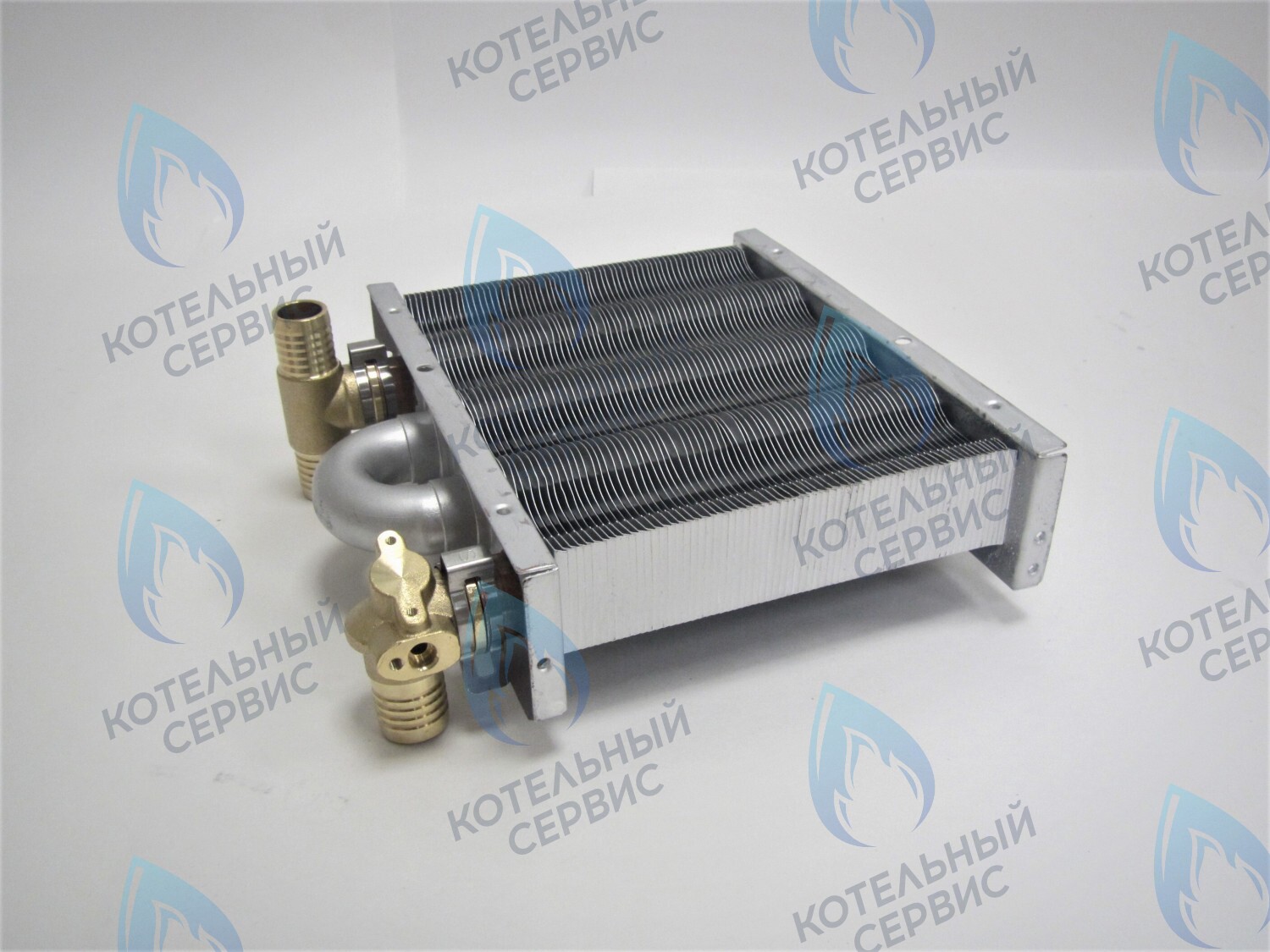 EM021-142-Фитинг-Комп Теплообменник первичный основной (с фитингами) 142мм 67 FIN (100 HSG/ICH/MSC) DAEWOO в Москве