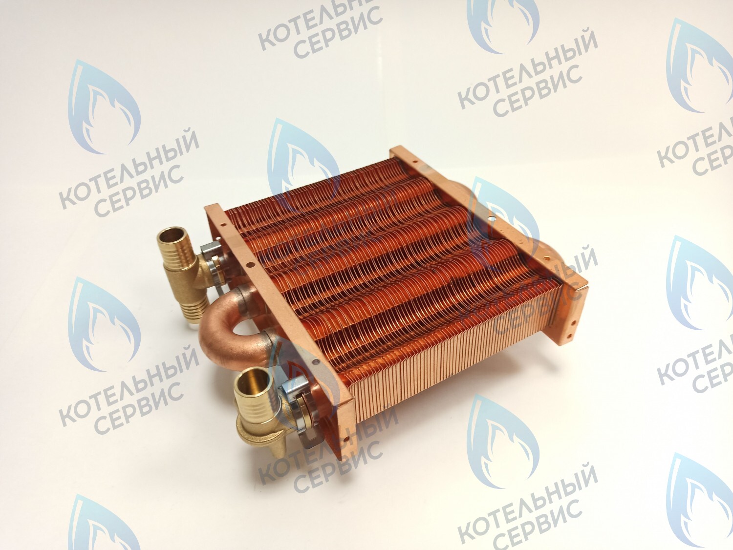 EM021-142-02-Фитинг-Комп Теплообменник первичный основной (с фитингами) 142мм 67 FIN (100 HSG/ICH/MSC) DAEWOO в Москве