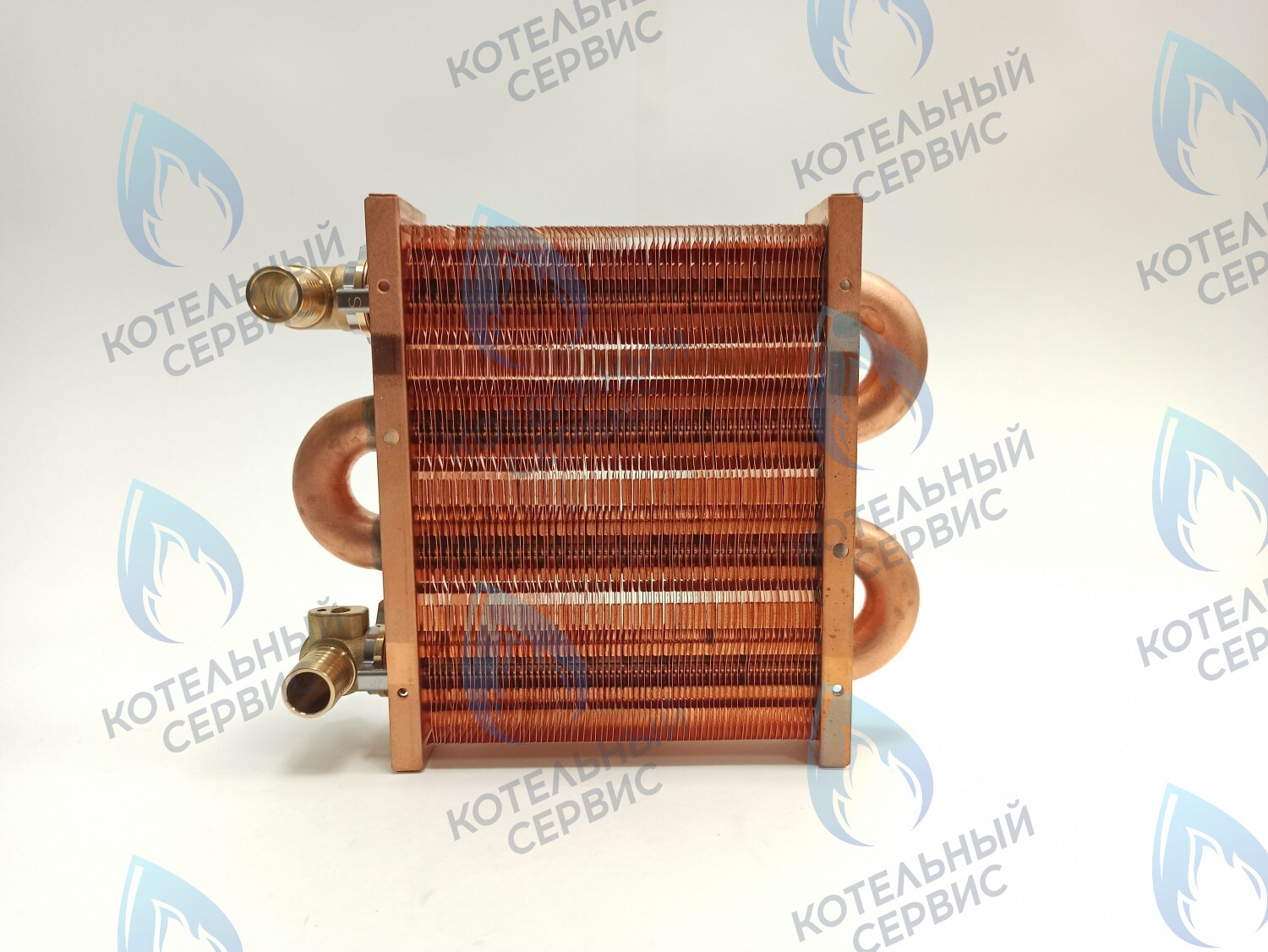 EM021-142-02-Фитинг-Комп Теплообменник первичный основной (с фитингами) 142мм 67 FIN (100 HSG/ICH/MSC) DAEWOO в Москве