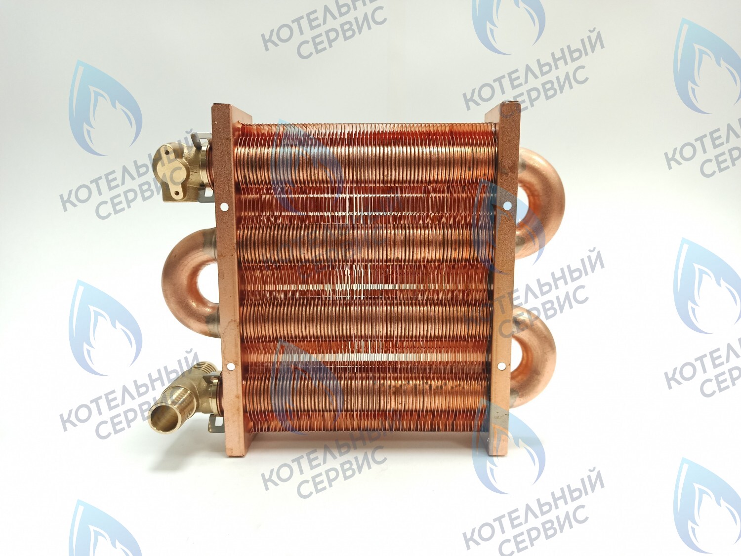 EM021-142-02-Фитинг-Комп Теплообменник первичный основной (с фитингами) 142мм 67 FIN (100 HSG/ICH/MSC) DAEWOO в Москве