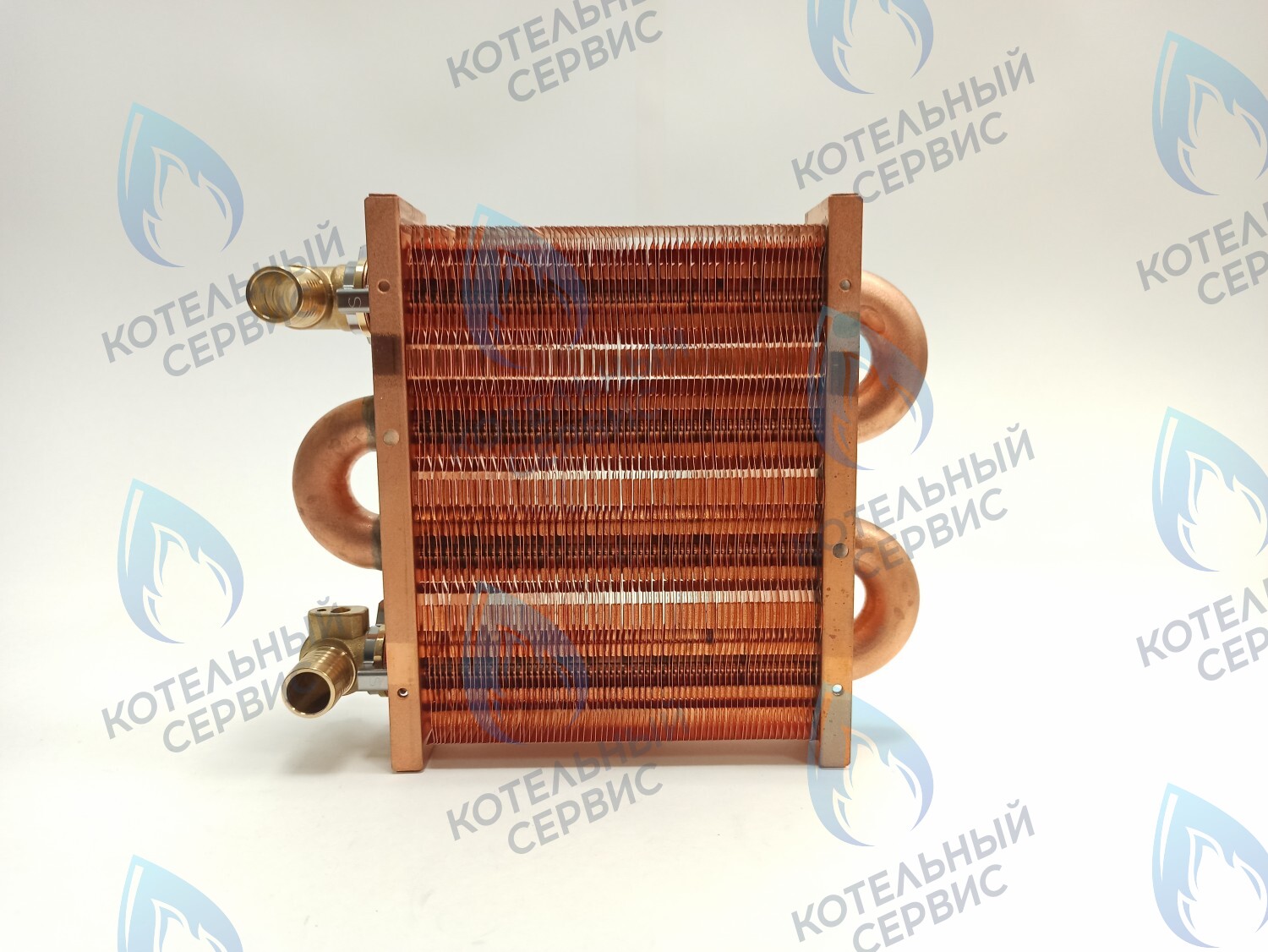 EM021-142-02-Фитинг-Комп Теплообменник первичный основной (с фитингами) 142мм 67 FIN (100 HSG/ICH/MSC) DAEWOO в Москве