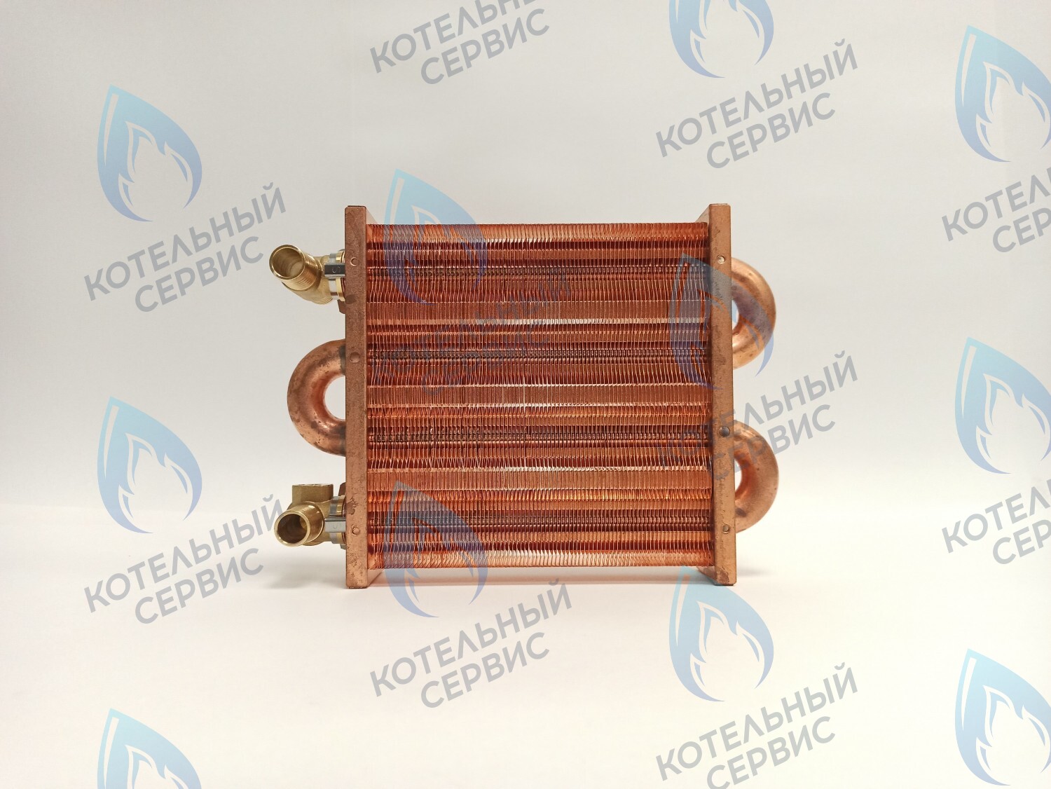 EM021-180-02-Фитинг-Комп Теплообменник первичный основной (с фитингами) 180мм 85 FIN (130-200 HSG/ICH/MSC) (3318108610, 3318108640) DAEWOO в Москве