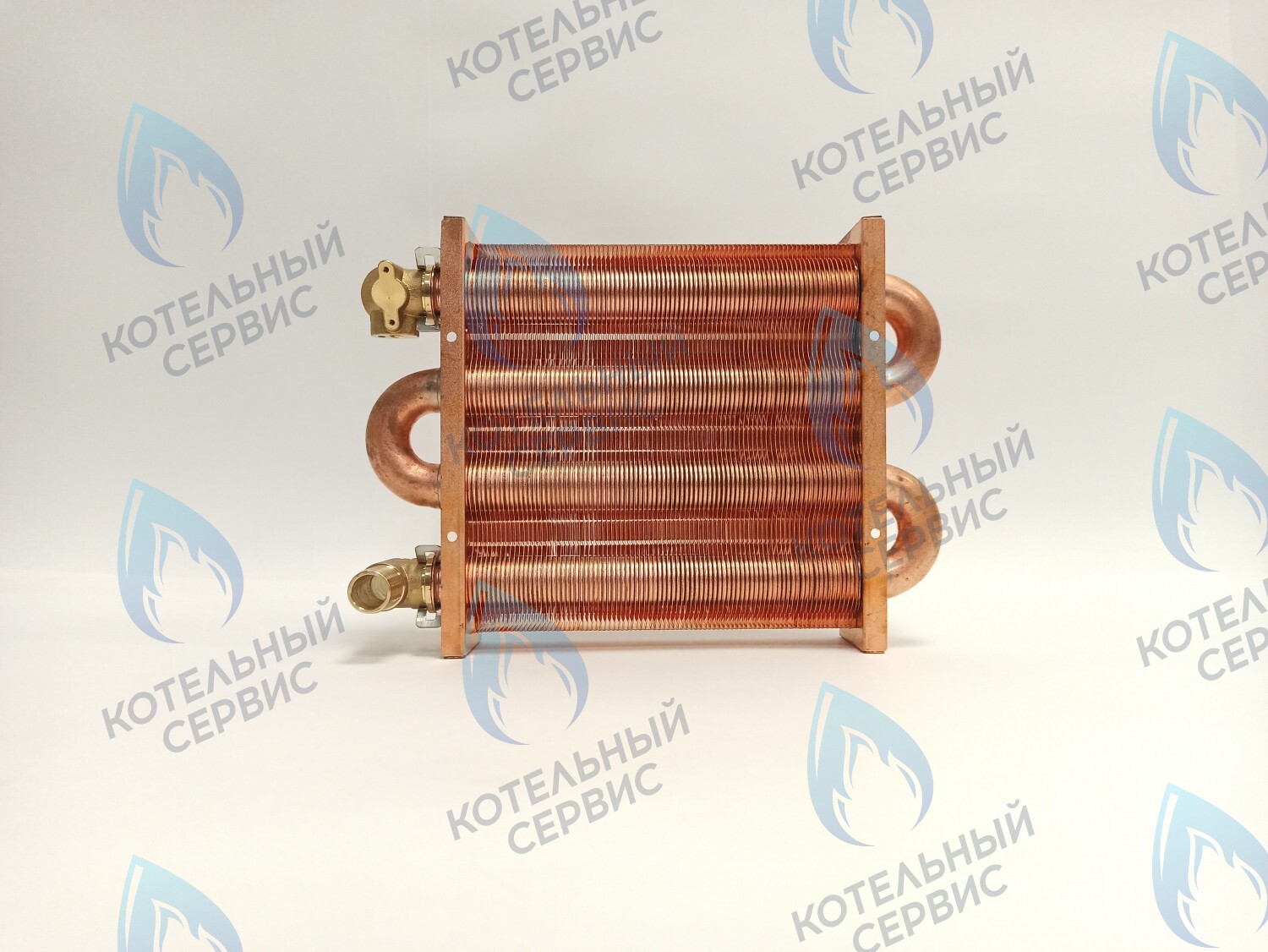 EM021-180-02-Фитинг-Комп Теплообменник первичный основной (с фитингами) 180мм 85 FIN (130-200 HSG/ICH/MSC) (3318108610, 3318108640) DAEWOO в Москве