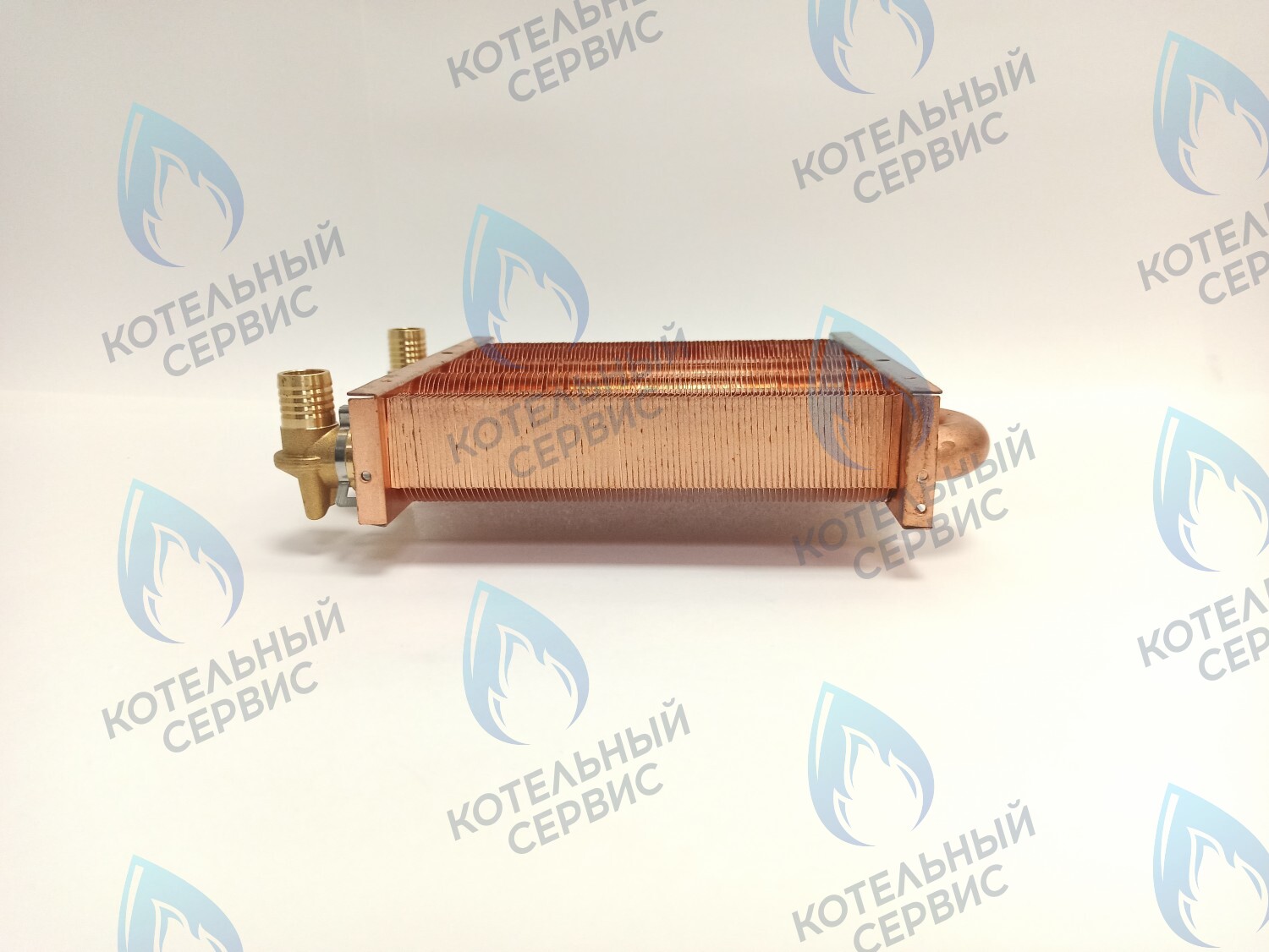 EM021-180-02-Фитинг-Комп Теплообменник первичный основной (с фитингами) 180мм 85 FIN (130-200 HSG/ICH/MSC) (3318108610, 3318108640) DAEWOO в Москве