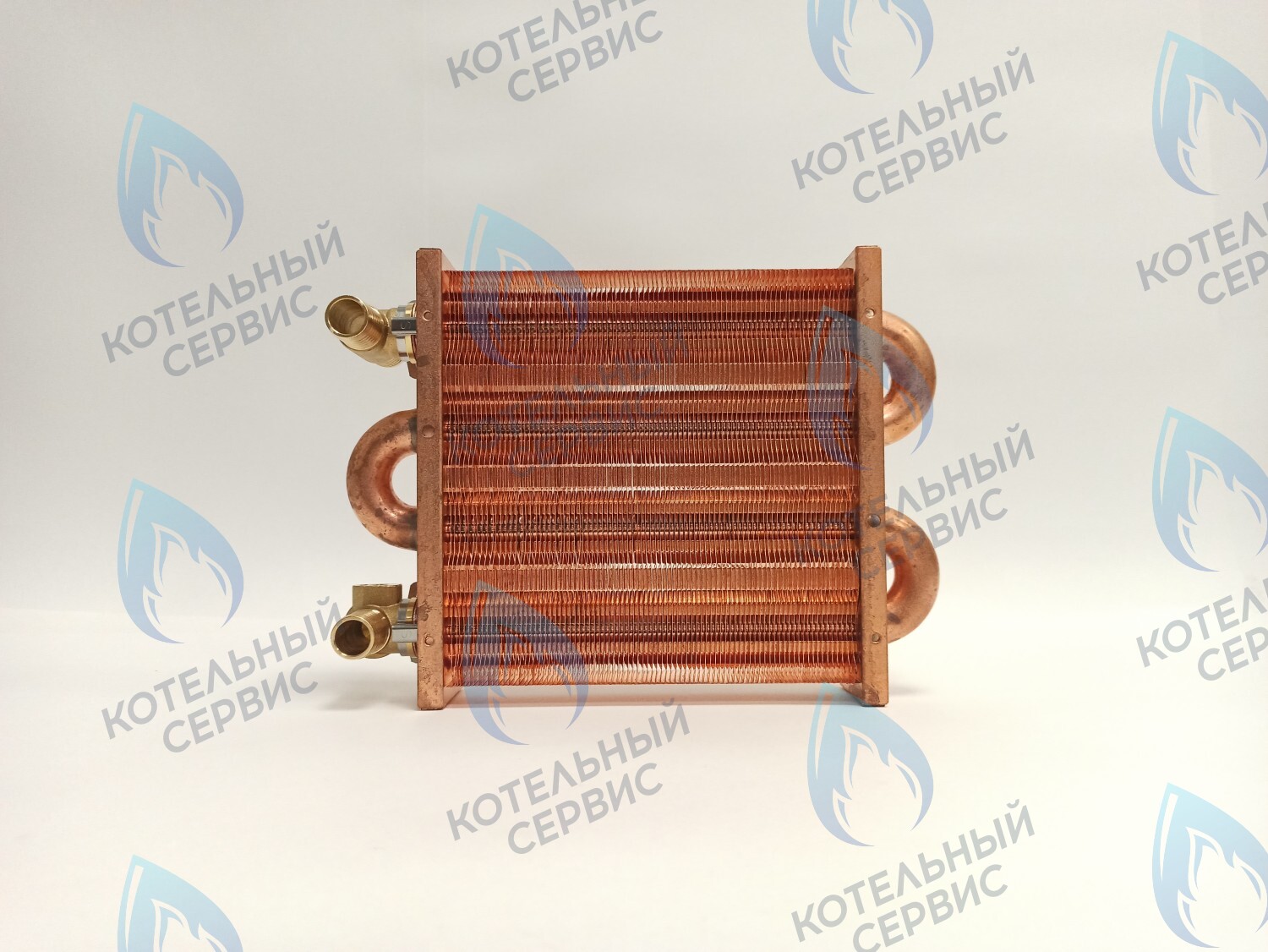 EM021-180-02-Фитинг-Комп Теплообменник первичный основной (с фитингами) 180мм 85 FIN (130-200 HSG/ICH/MSC) (3318108610, 3318108640) DAEWOO в Москве