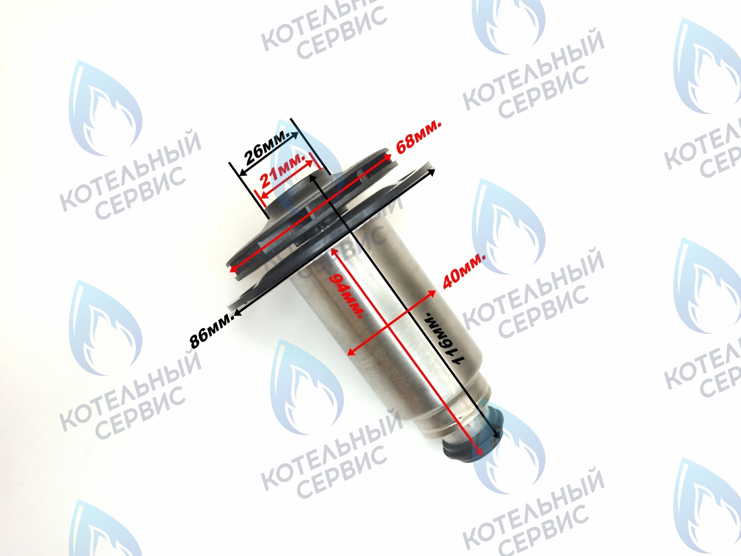 PPR-W21CW-40LONG-03 Втулка ротор насоса (по часовой стрелке) аналог WILO 15/7 (втулка 40мм, длинная 90мм, колесо 68/21мм) в Москве