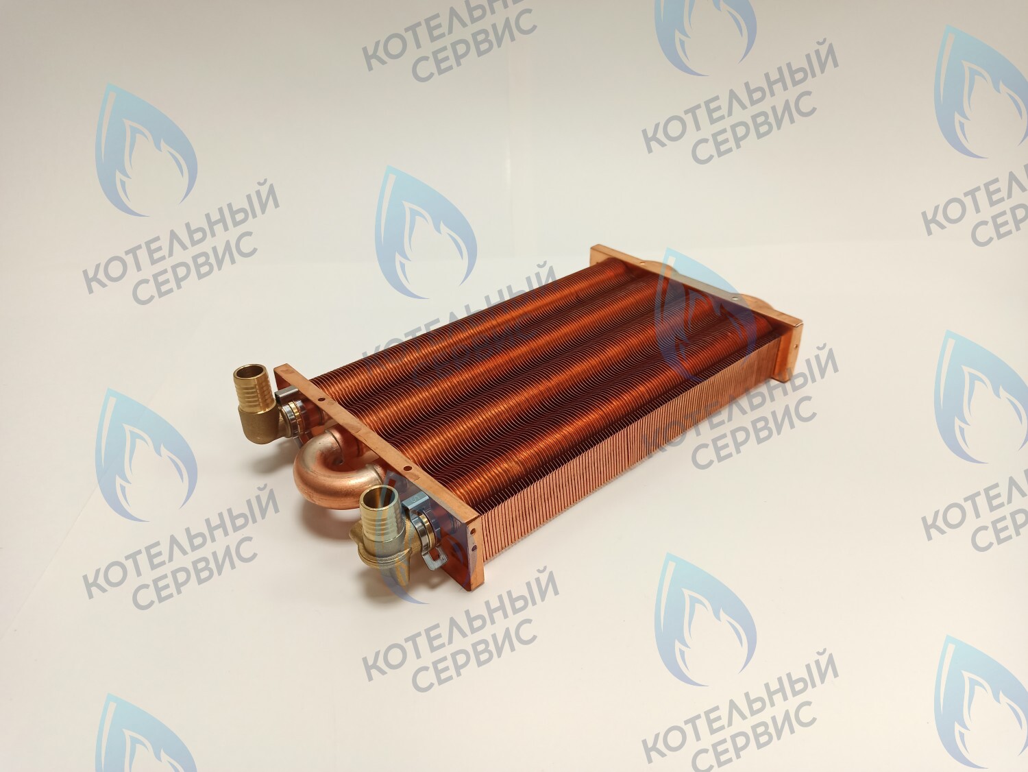 EM021-280-02-Фитинг-Комп Теплообменник отопления медный с фитингами (280 мм) 122 FIN (250-300MSC) DAEWOO в Москве