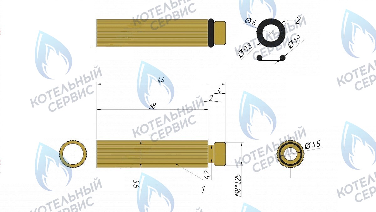 5645 Клапан аварийного давления L=44мм M8x1,25 в Москве