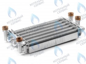 Теплообменник битермический сдвоенный с кольцевыми прокладками BAXI MAIN, MAIN DIGIT, MAIN Four 24 кВт (5663720)